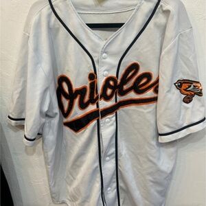 Vintage Baltimore Orioles Charles Johnson Signed Teal Majestic Jersey Sz Unsure